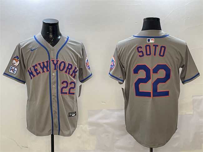 Men%27s New York Mets #22 Juan Soto Grey 2025 Spring Training Alternate Limited Stitched Jersey